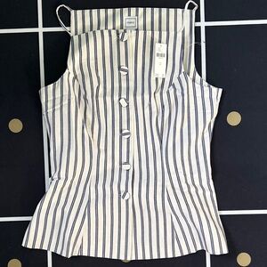 Anthropologie Navy and Cream Striped Blouse